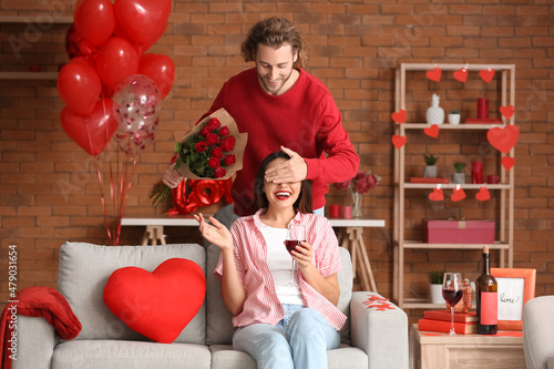 Man greeting his girlfriend...