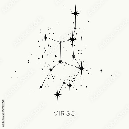 Star constellation zodiac virgo vector black and white