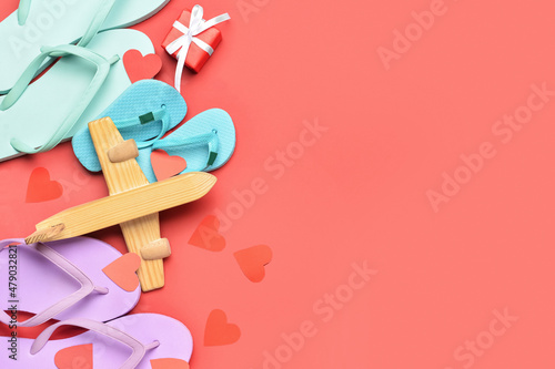 Wooden airplane with gift, ...