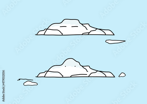 set of glacier cartoon vector isolated on plane background