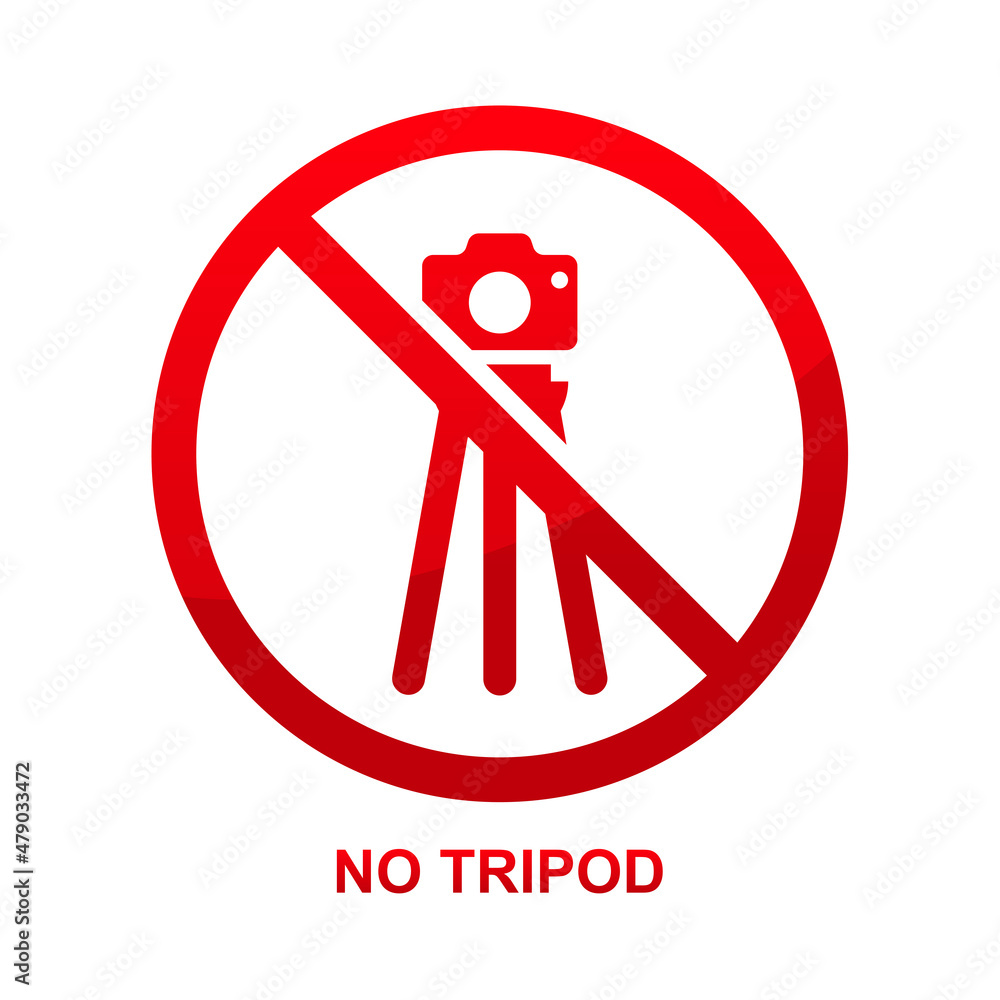 No tripod sign isolated on white background vector illustration. No tripod sign isolated on white background vector illustration.