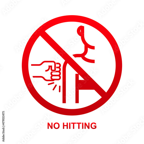 No hitting sign isolated on white background vector illustration.