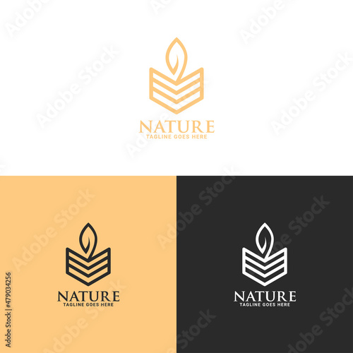 Nature creative symbol organic concept. Bio herbal health care abstract business eco logo. Fresh food, circle package, beauty flora, pharmacy icon. Corporate identity logotype, company graphic design