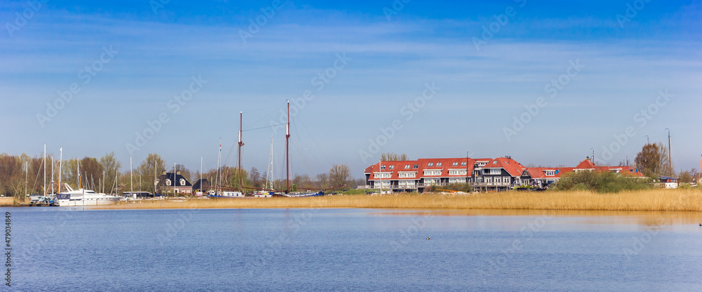 Panorama of the lakeside hotel and harbor of Galamadammen, Netherlands