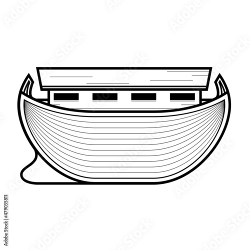 The ark of Noah, biblical wooden ship for saving from flood, vector