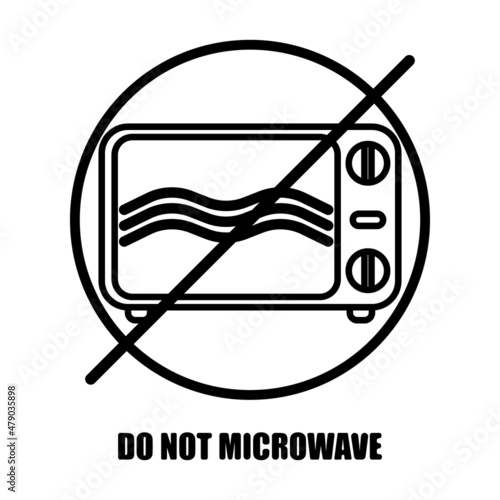 Microwave oven safe inscriptions isolated on white background. Icon warning for cookware in ink style. photo