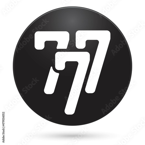 777 icon, black circle button, vector illustration.