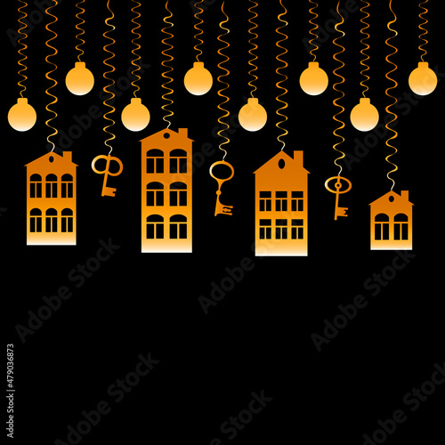 advertising banner or postcard - housewarming, sale or rental of housing on a turnkey basis. Apartments or houses