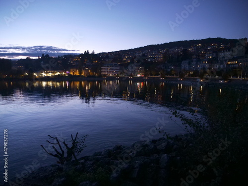 The Neufchâtel lake in the evening. Switzerland the 31st October 2021. 