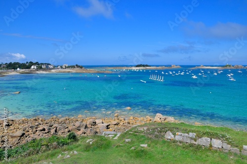 Beautiful view on the sea at Port-Blanc Penvenan in Brittany - France