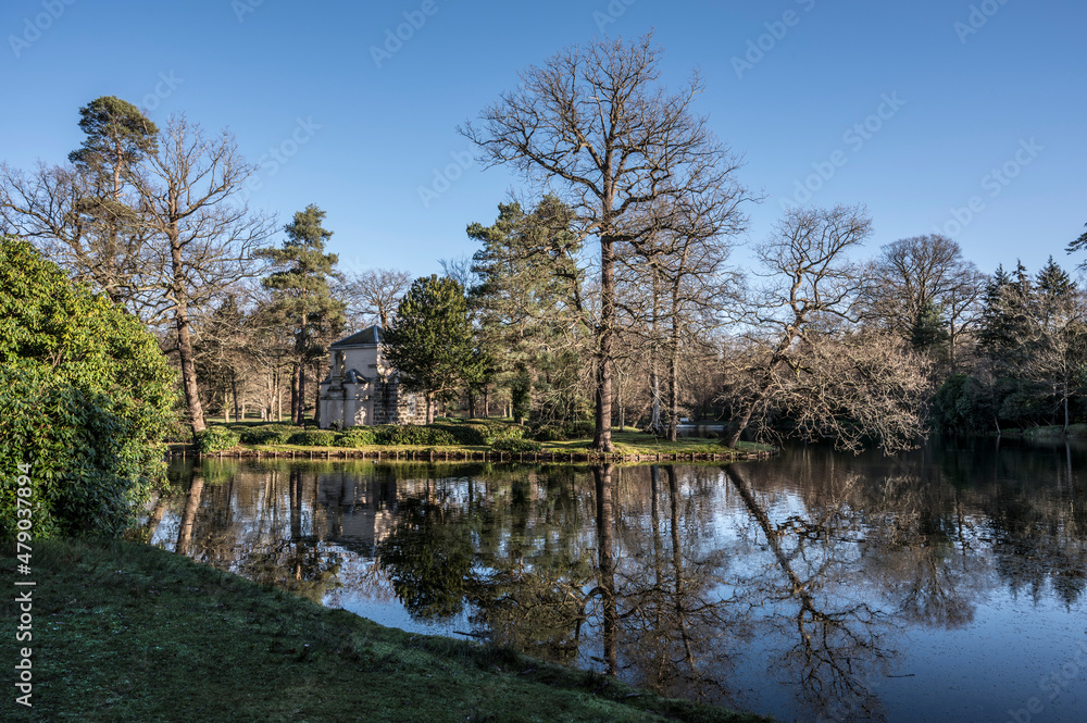 Lake at Claremont gardens in Esher Surrey