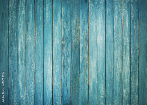 Fotografija Texture of the old shabby gray blue wooden boards