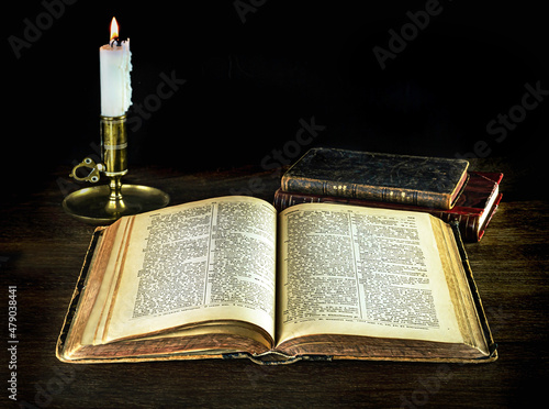 old books and candle