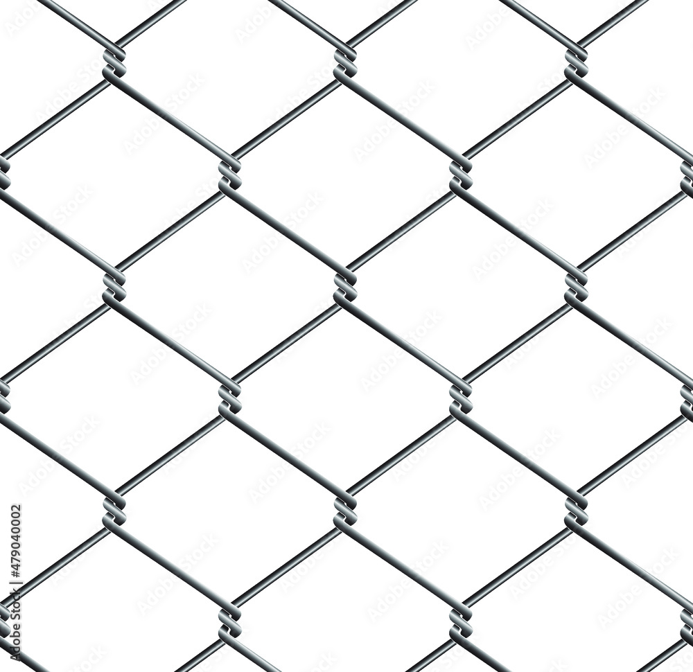 Vector seamless pattern of iron chain link mesh chicken wire fence protection on white background. Vector seamless pattern of iron chain link mesh chicken wire fence protection on white background.