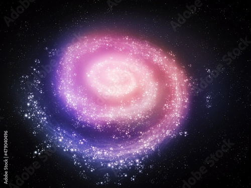 Spiral galaxy in outer space. Clusters of stars and interstellar gas. Beauty of the universe. 