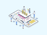 Business Funding Isometric Illustration Lineal Color. Suitable for Mobile App, Website, Banner, Diagrams, Infographics, and Other Graphic Assets.