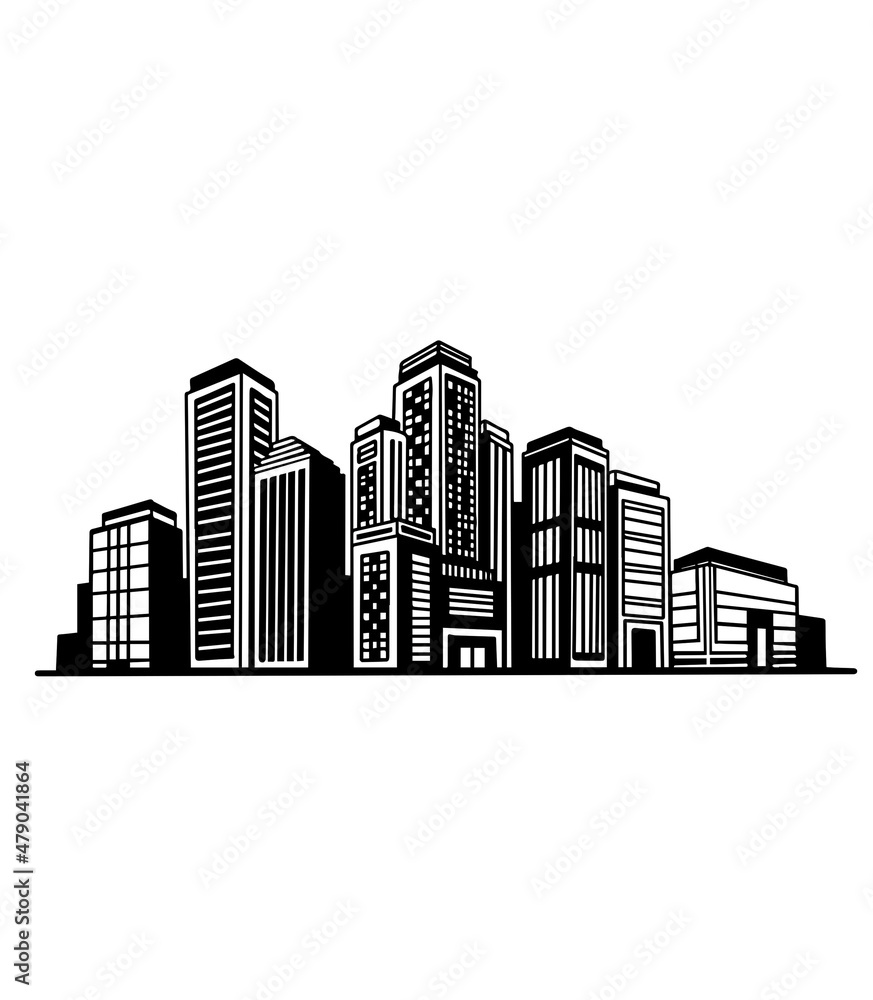 Beautiful city flat vector set illustration.