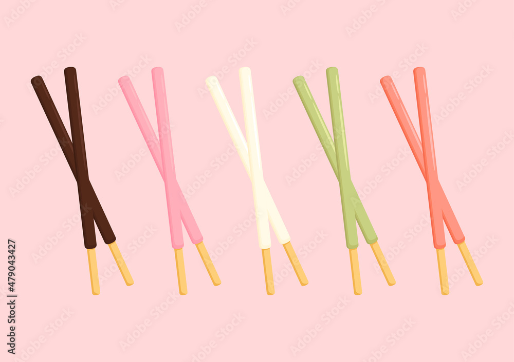 Stick biscuit vector set. Pocky cartoon set vector. symbol. wallpaper. Stick biscuit vector set. Pocky cartoon set vector. symbol. wallpaper.
