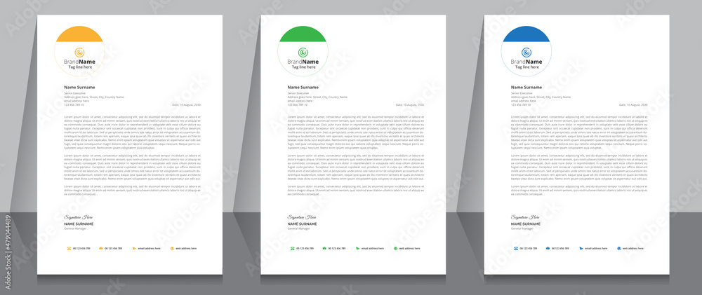 Letterhead format template, business style letterhead design template. Company letterhead template designs.	 - obrazy, fototapety, plakaty 