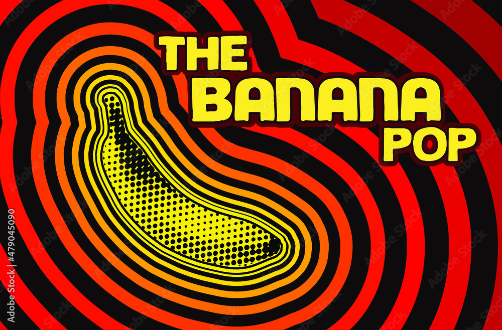 Pop art vector illustration of a banana in screen printing graphic ...