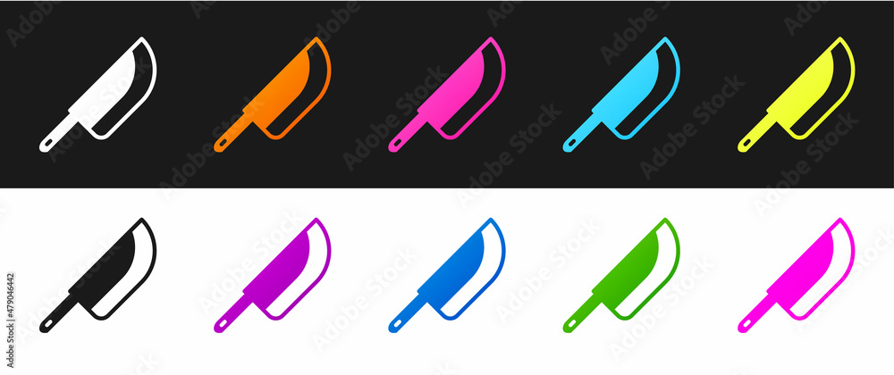 Set Knife icon isolated on black and white background. Cutlery symbol. Happy Halloween party. Vector Set Knife icon isolated on black and white background. Cutlery symbol. Happy Halloween party. Vector