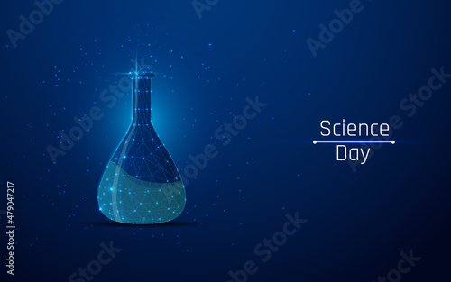 national science day and flask image in wireframe style
