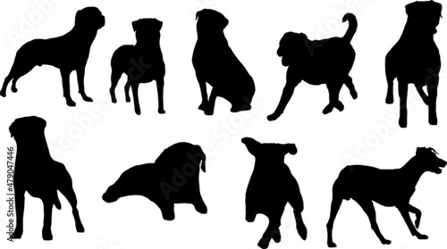 Billede på lærred Rottweiler Dog Silhouette Bundle SVG