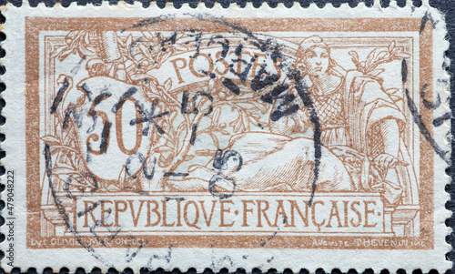 France - circa 1900: A postage stamp from France showing Allegorical subjects (Type Merson) photo