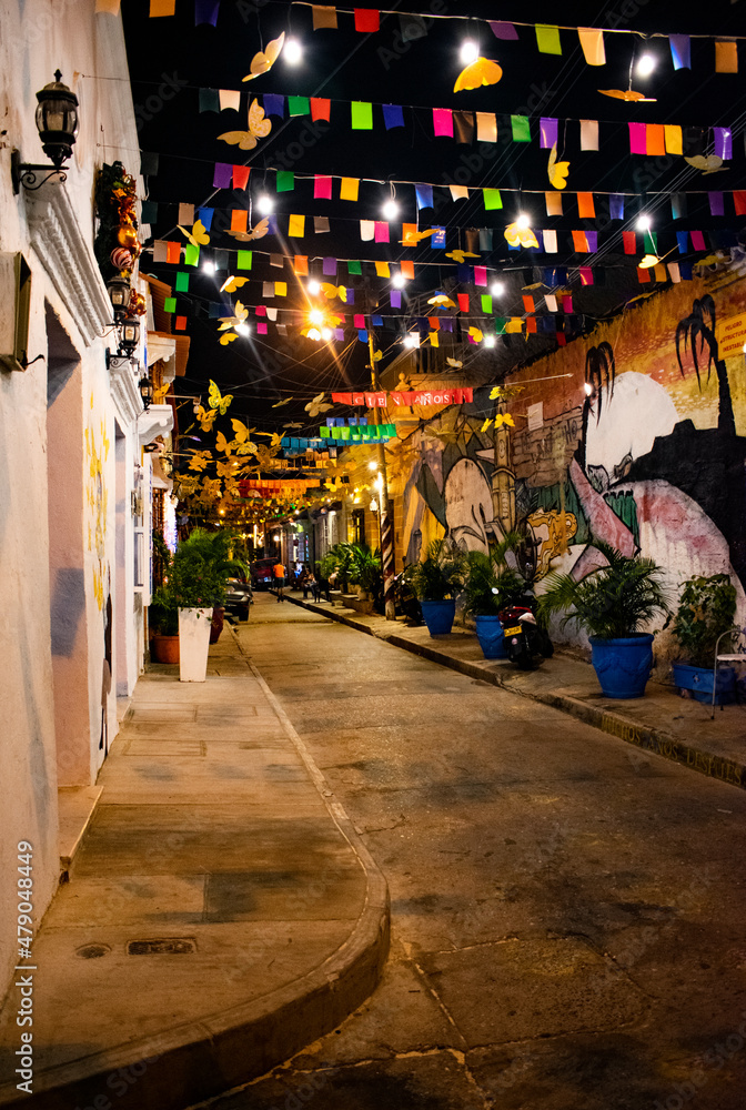 Street of Getsemaní neighborhood, Cartagena, Colombia