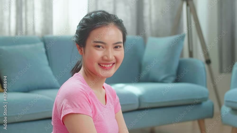 Fitness, Home And Diet Concept, Smiling Asian Teenage Girl Sitting On Mat After Exercising At Home
Fitness, Home And Diet Concept, Smiling Asian Teenage Girl Sitting On Mat After Exercising At Home