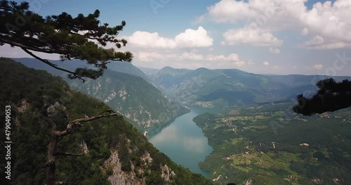 Tara mountain Banjska Stena viewpoint to a Drina river and the Perucac lake with hydropower plant photo
