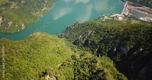 Tara mountain Banjska Stena viewpoint to a Drina river and the Perucac lake with hydropower plant photo