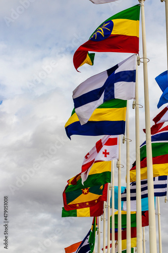 Shot of a flags of different countries. Symbol