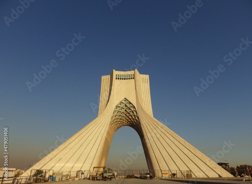 The Azadi tower under the blue sky  at tehran iran