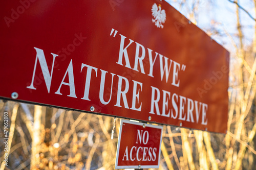 Natural Reserve No Access sign. Poland.