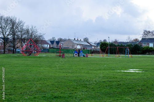 Children's playground on the green meadow