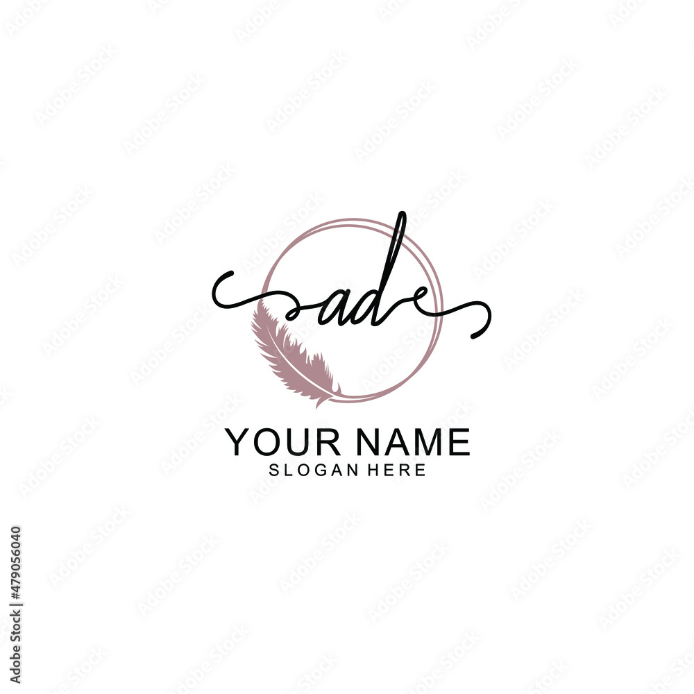 Initial AD beauty monogram and elegant logo design handwriting logo of initial signature Initial AD beauty monogram and elegant logo design handwriting logo of initial signature
