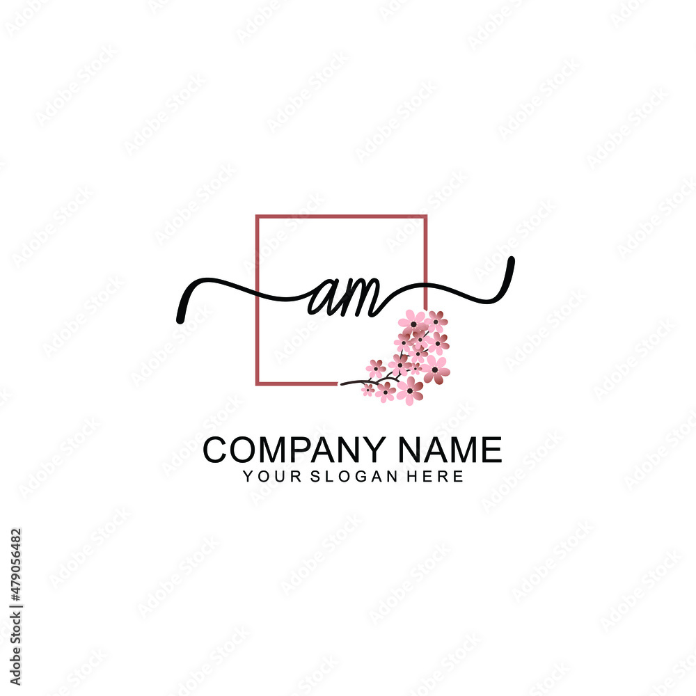 Initial AM beauty monogram and elegant logo design handwriting logo of initial signature Initial AM beauty monogram and elegant logo design handwriting logo of initial signature