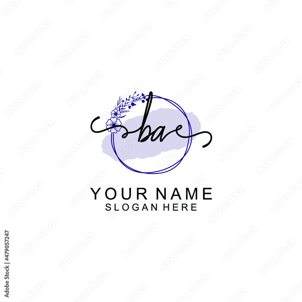 Initial BA beauty monogram and elegant logo design handwriting logo of initial signature Initial BA beauty monogram and elegant logo design handwriting logo of initial signature