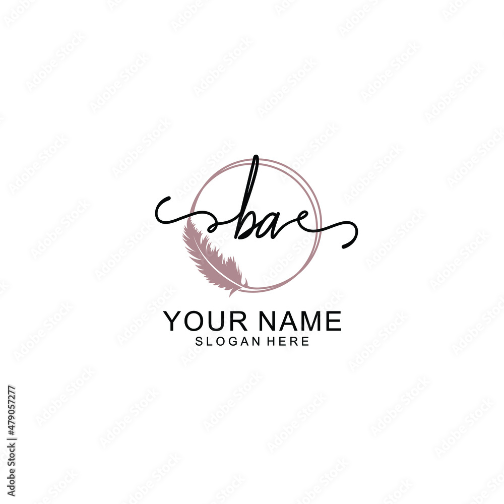 Initial BA beauty monogram and elegant logo design  handwriting logo of initial signature
