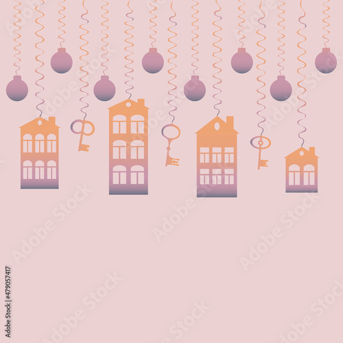 advertising banner or postcard - housewarming, sale or rental of housing on a turnkey basis. Apartments or houses