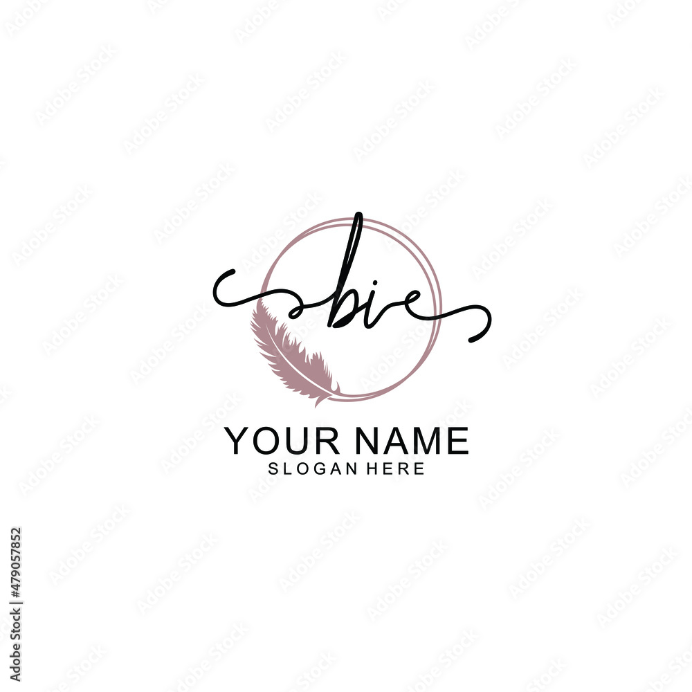 Initial BI beauty monogram and elegant logo design  handwriting logo of initial signature