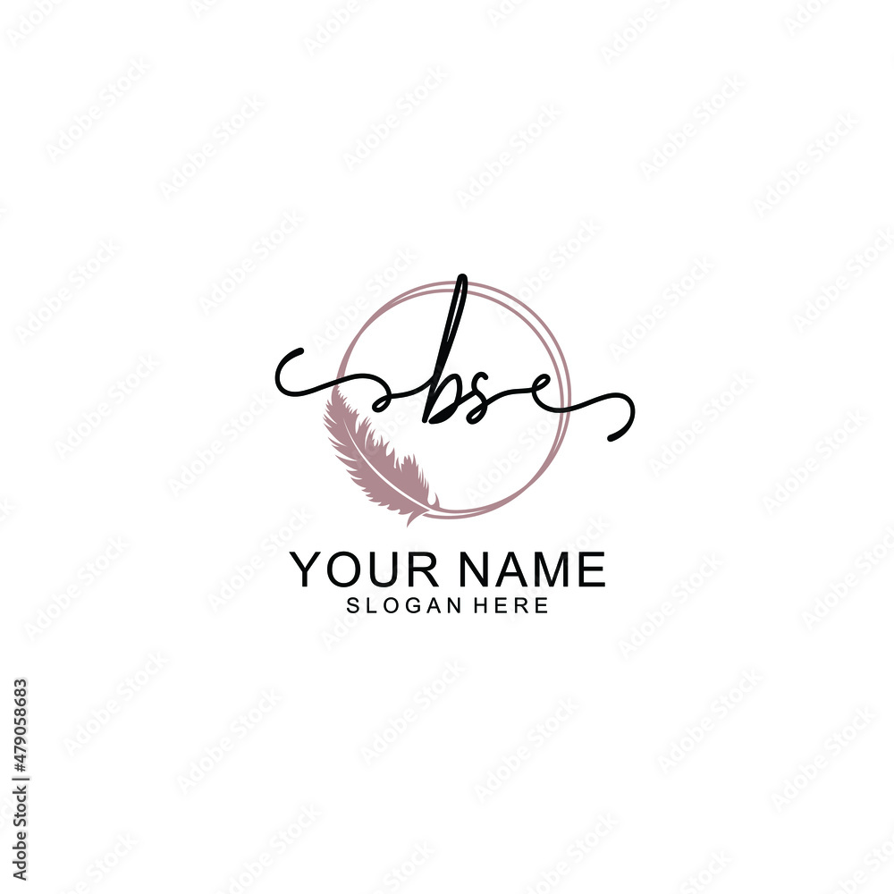 Initial BS beauty monogram and elegant logo design  handwriting logo of initial signature
