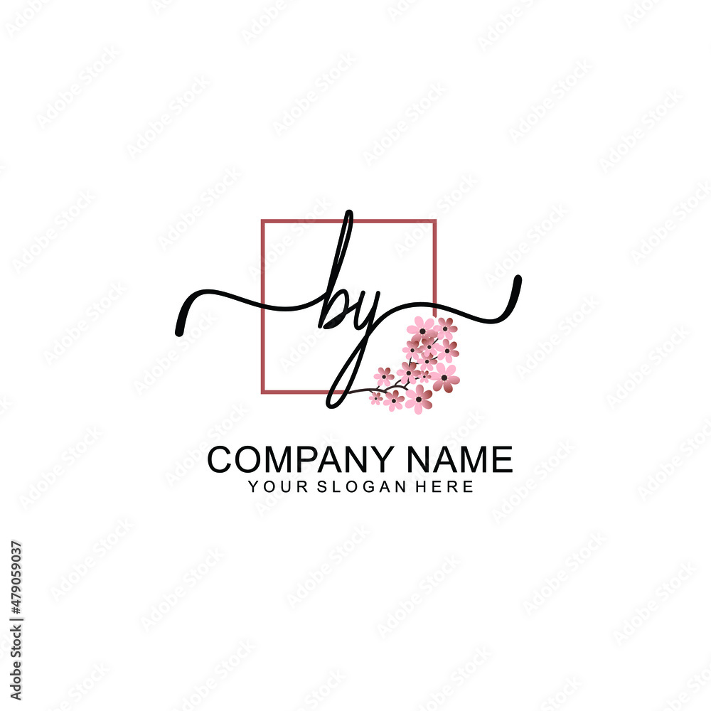 Initial BY beauty monogram and elegant logo design handwriting logo of initial signature Initial BY beauty monogram and elegant logo design handwriting logo of initial signature