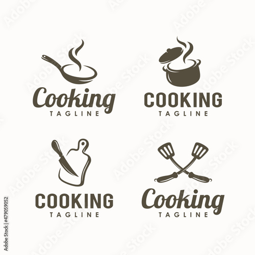 Set of cooking logo design template