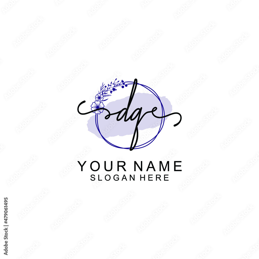 Initial DQ beauty monogram and elegant logo design handwriting logo of initial signature Initial DQ beauty monogram and elegant logo design handwriting logo of initial signature