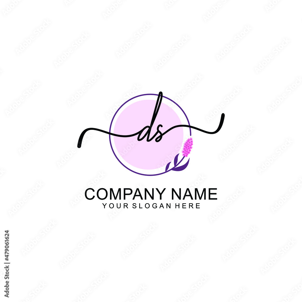 Initial DS beauty monogram and elegant logo design  handwriting logo of initial signature