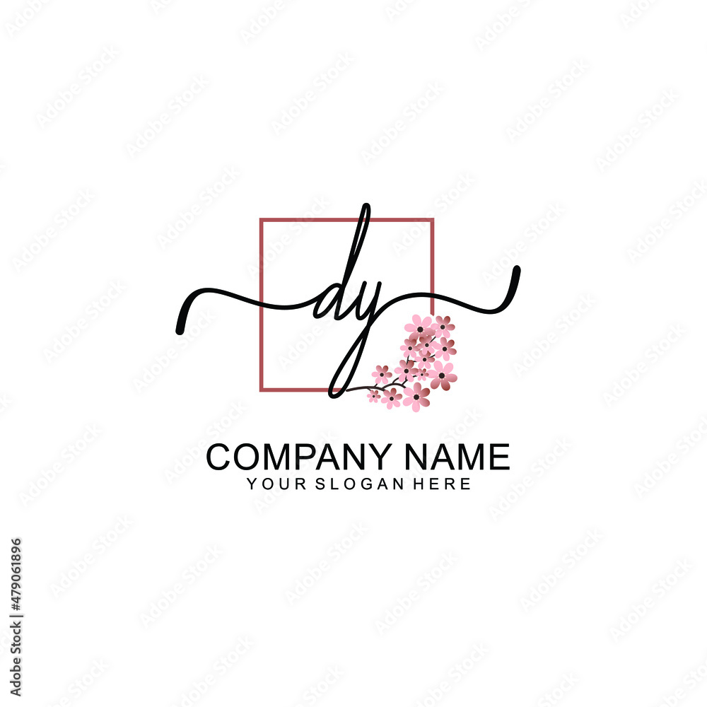 Initial DY beauty monogram and elegant logo design handwriting logo of initial signature Initial DY beauty monogram and elegant logo design handwriting logo of initial signature
