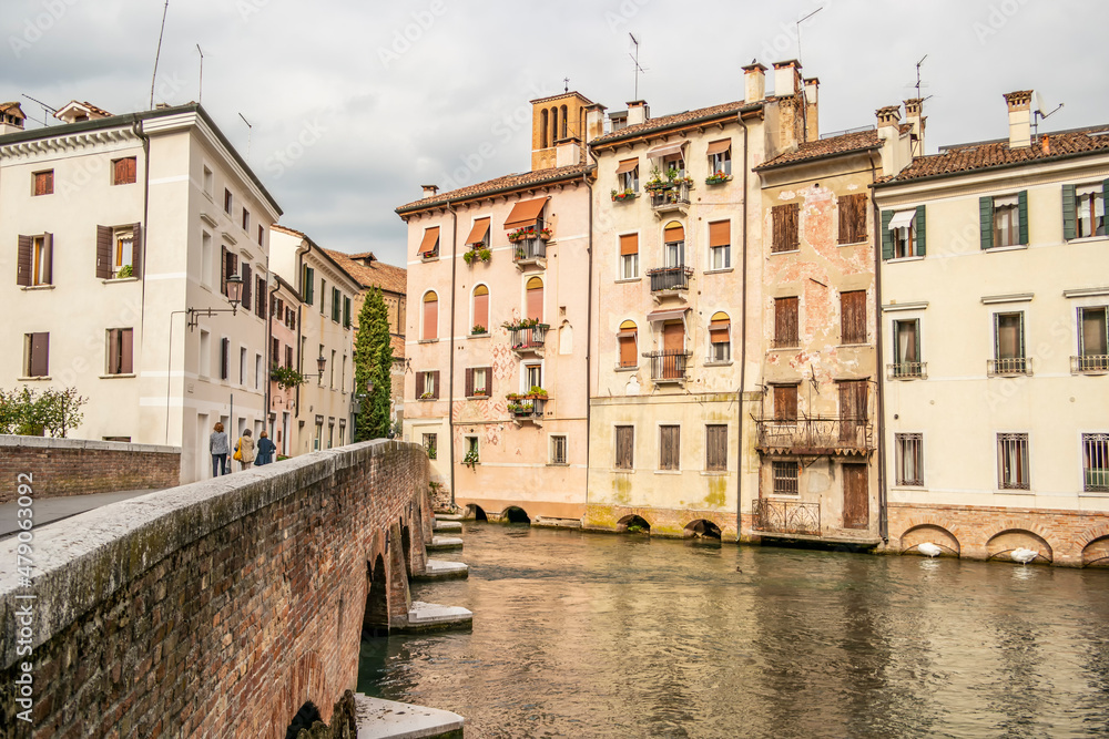 View on the San Francesco bridge in Treviso, Veneto - Italy