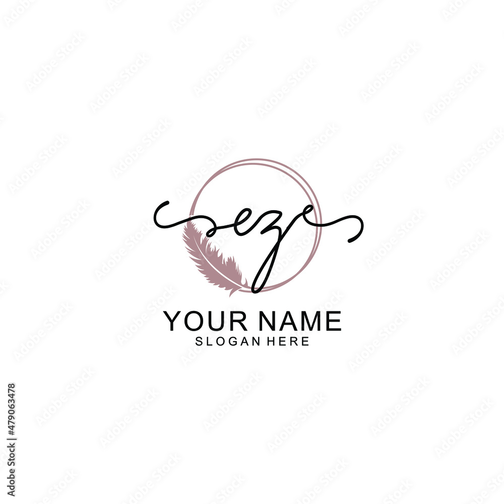 Initial EZ beauty monogram and elegant logo design handwriting logo of initial signature Initial EZ beauty monogram and elegant logo design handwriting logo of initial signature